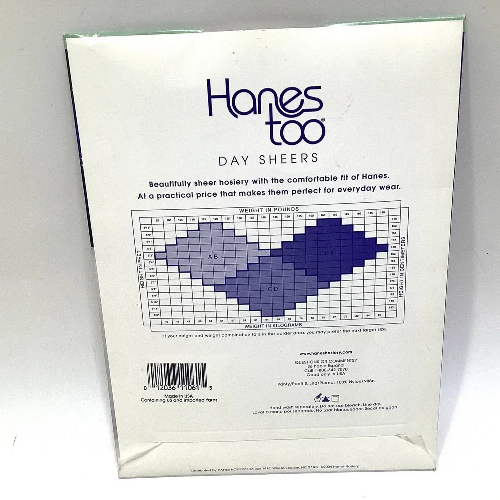 Hanes Too Day Sheer Pantyhose Size CD Non Control Top‎ Sandalfoot Style 117 USA